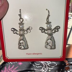 New with tag Holiday Time silver & Iridescent earrings with fishhook backs